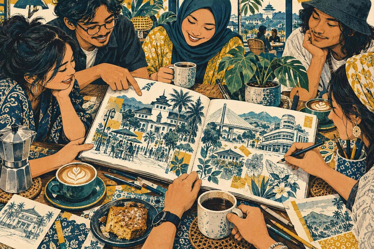 Ilustrasi cerita dan kreativitas anak muda Bandung